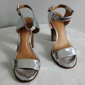 Coach Silver Block Heel Sandals